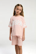 U.S. Polo Assn., Set de tricou lejer cu logo si pantaloni scurti cu snur