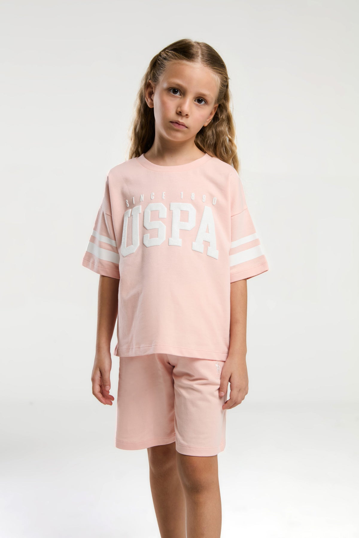 U.S. Polo Assn., Set de tricou lejer cu logo si pantaloni scurti cu snur