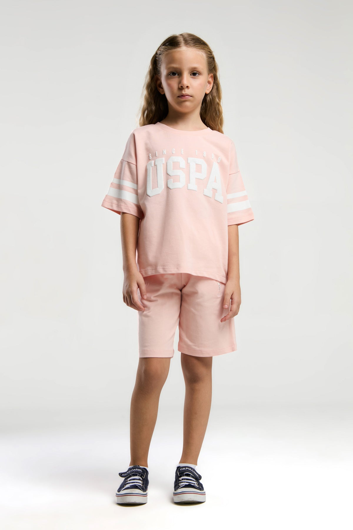 U.S. Polo Assn., Set de tricou lejer cu logo si pantaloni scurti cu snur