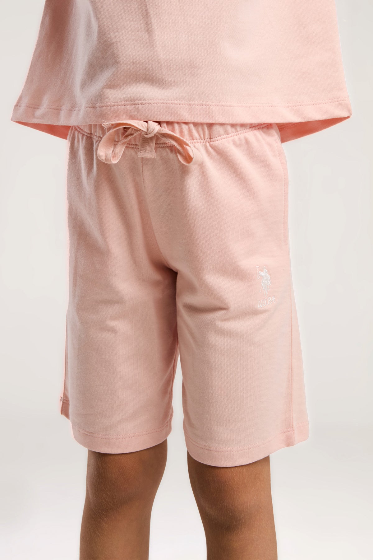 U.S. Polo Assn., Set de tricou lejer cu logo si pantaloni scurti cu snur