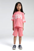U.S. Polo Assn., Set de tricou lejer cu logo si pantaloni scurti cu snur, 2 piese