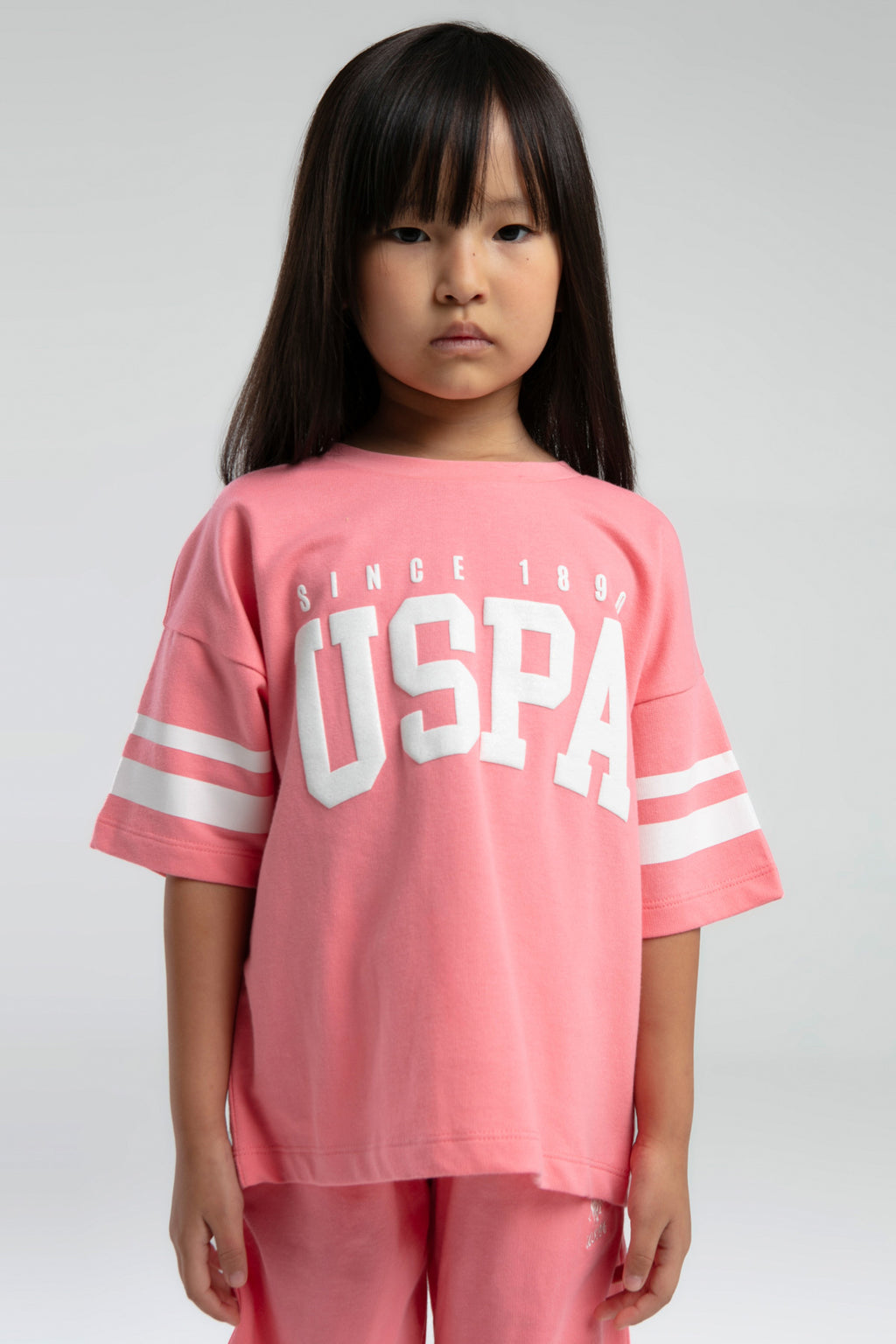 U.S. Polo Assn., Set de tricou lejer cu logo si pantaloni scurti cu snur, 2 piese