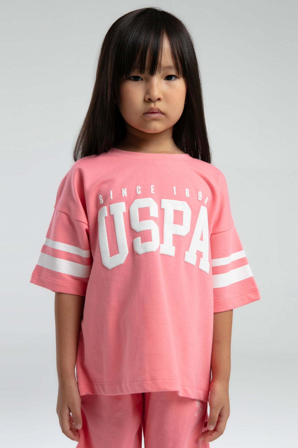 U.S. Polo Assn., Set de tricou lejer cu logo si pantaloni scurti cu snur, 2 piese