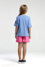 U.S. Polo Assn., Set de tricou si pantaloni scurti, Fucsia, Albastru deschis, 164-170 CM