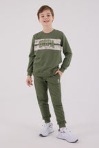 U.S. Polo Assn., Set de bluza de trening si pantaloni de trening cu imprimeu