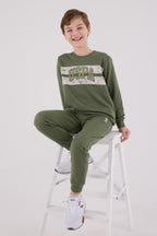 U.S. Polo Assn., Set de bluza de trening si pantaloni de trening cu imprimeu