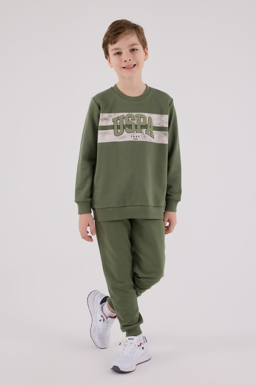 U.S. Polo Assn., Set de bluza de trening si pantaloni de trening cu imprimeu