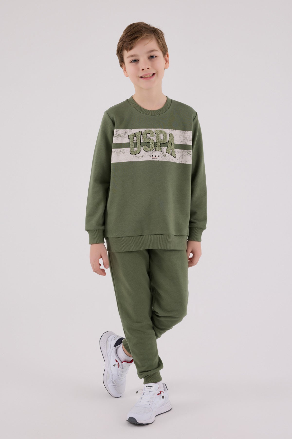 U.S. Polo Assn., Set de bluza de trening si pantaloni de trening cu imprimeu