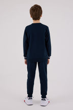 U.S. Polo Assn., Set de bluza de trening si pantaloni de trening cu logo brodat, Albastru ultramarin, Alb murdar, 164-170 CM