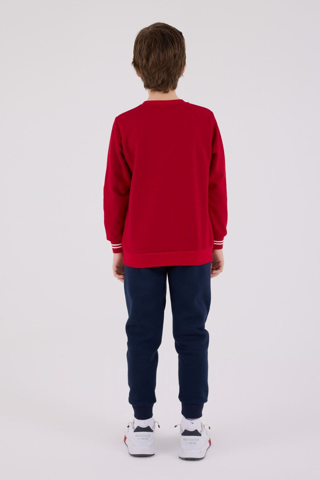 U.S. Polo Assn., Set de bluza de trening din amestec de bumbac cu pantaloni de trening cu logo brodat