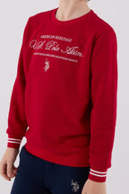 U.S. Polo Assn., Set de bluza de trening din amestec de bumbac cu pantaloni de trening cu logo brodat