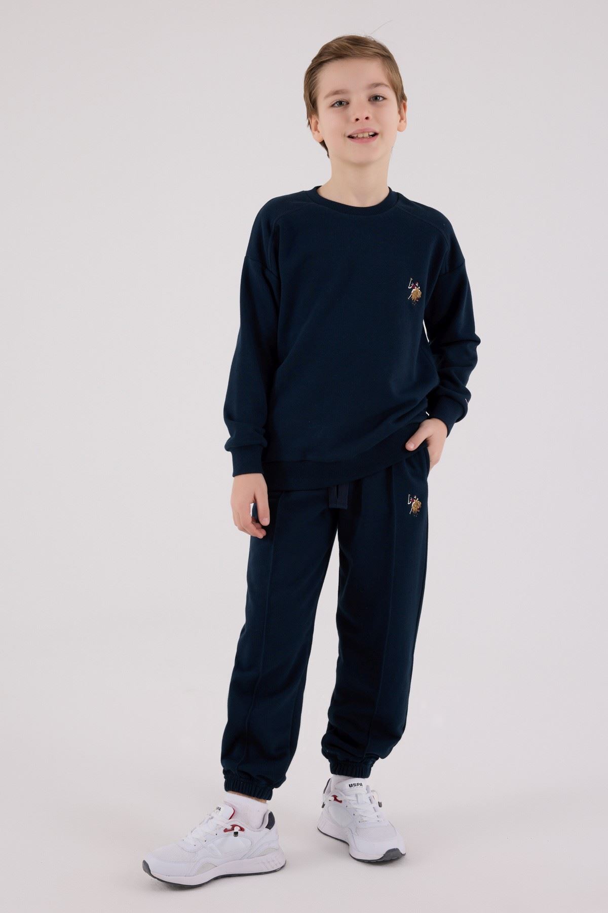 U.S. Polo Assn., Set de bluza de trening si pantaloni de trening cu broderie discreta