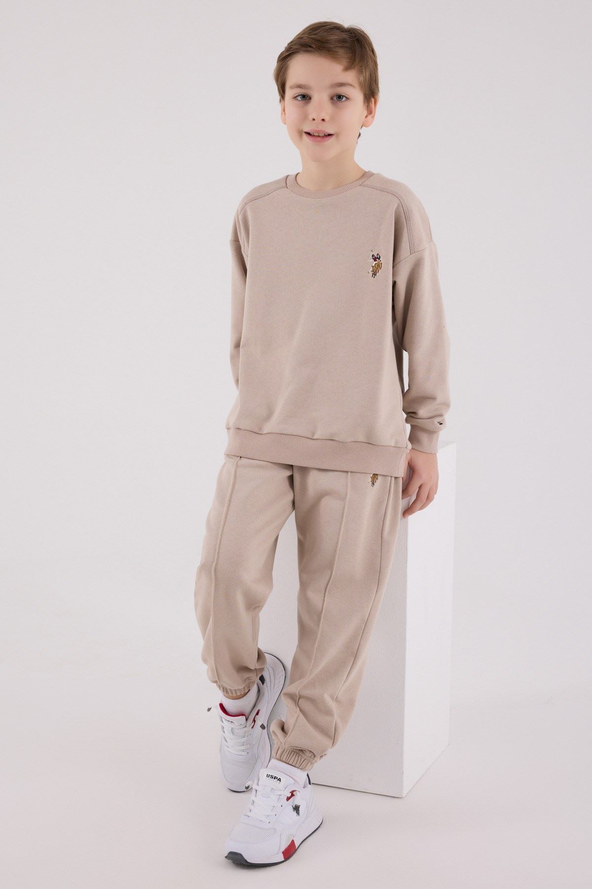 U.S. Polo Assn., Set de bluza de trening si pantaloni de trening cu broderie discreta