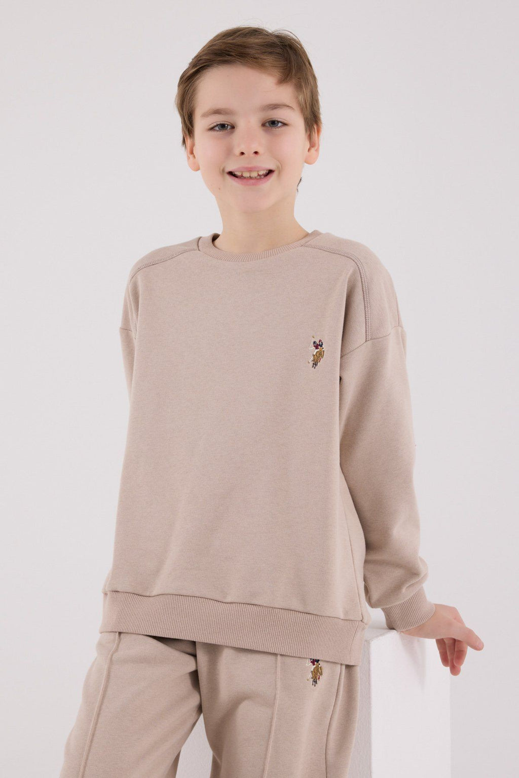 U.S. Polo Assn., Set de bluza de trening si pantaloni de trening cu broderie discreta
