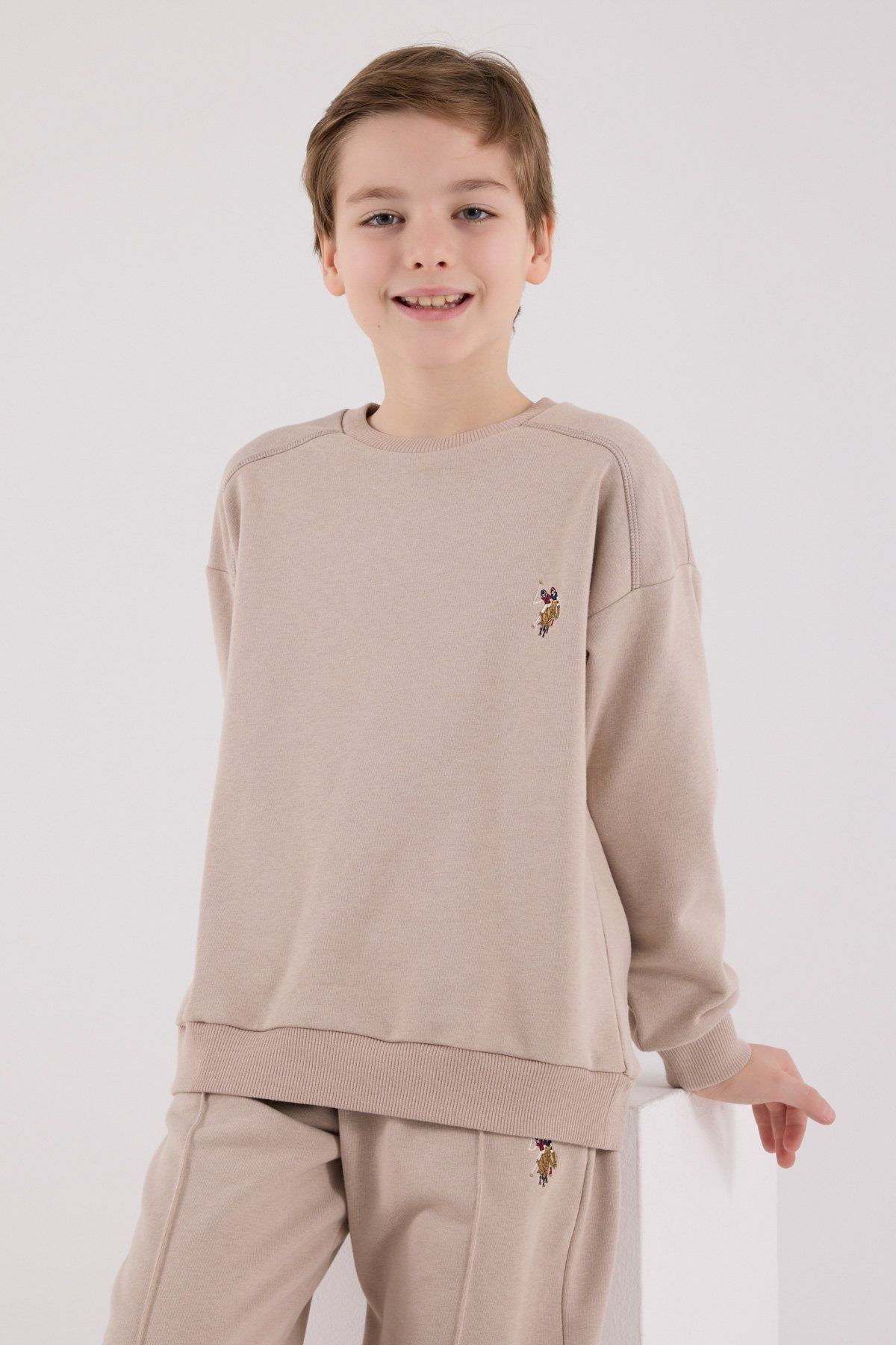 U.S. Polo Assn., Set de bluza de trening si pantaloni de trening cu broderie discreta