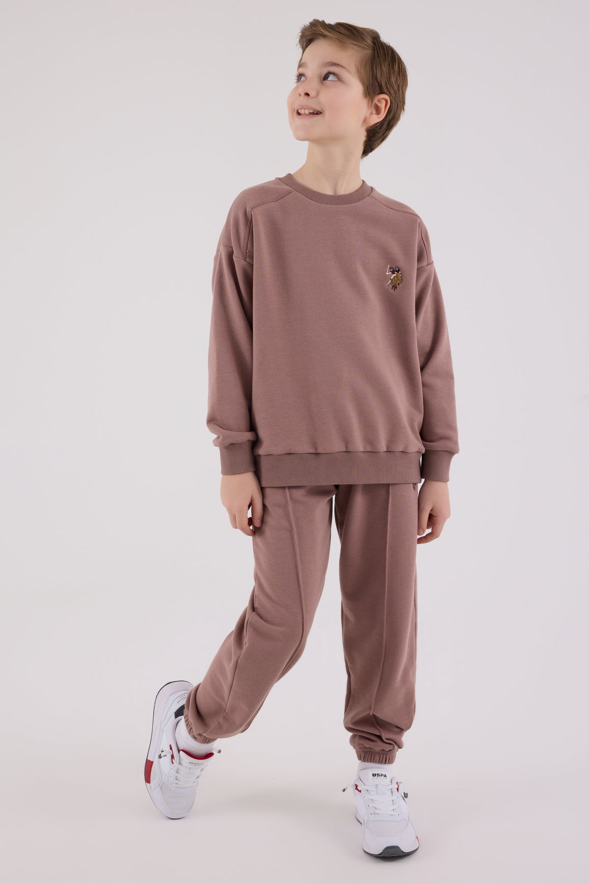 U.S. Polo Assn., Set de bluza de trening si pantaloni de trening cu broderie discreta