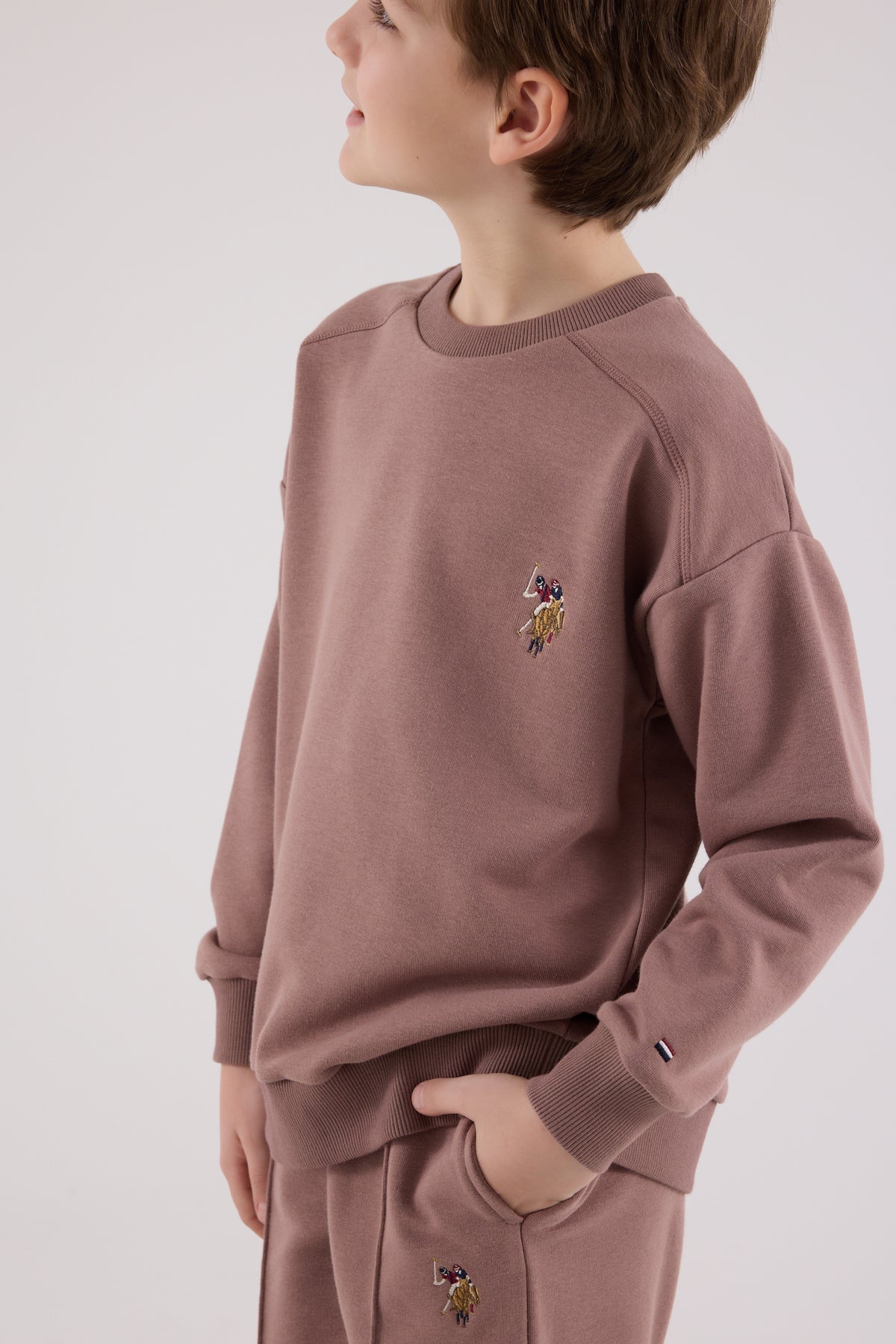 U.S. Polo Assn., Set de bluza de trening si pantaloni de trening cu broderie discreta