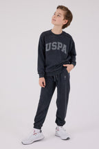 U.S. Polo Assn., Trening cu logo contrastant, Gri antracit, Gri inchis, 116-122 CM