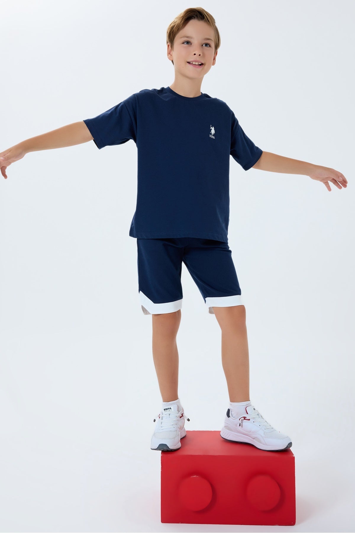 U.S. Polo Assn., Trening scurt cu imprimeu logo pe partea din spate