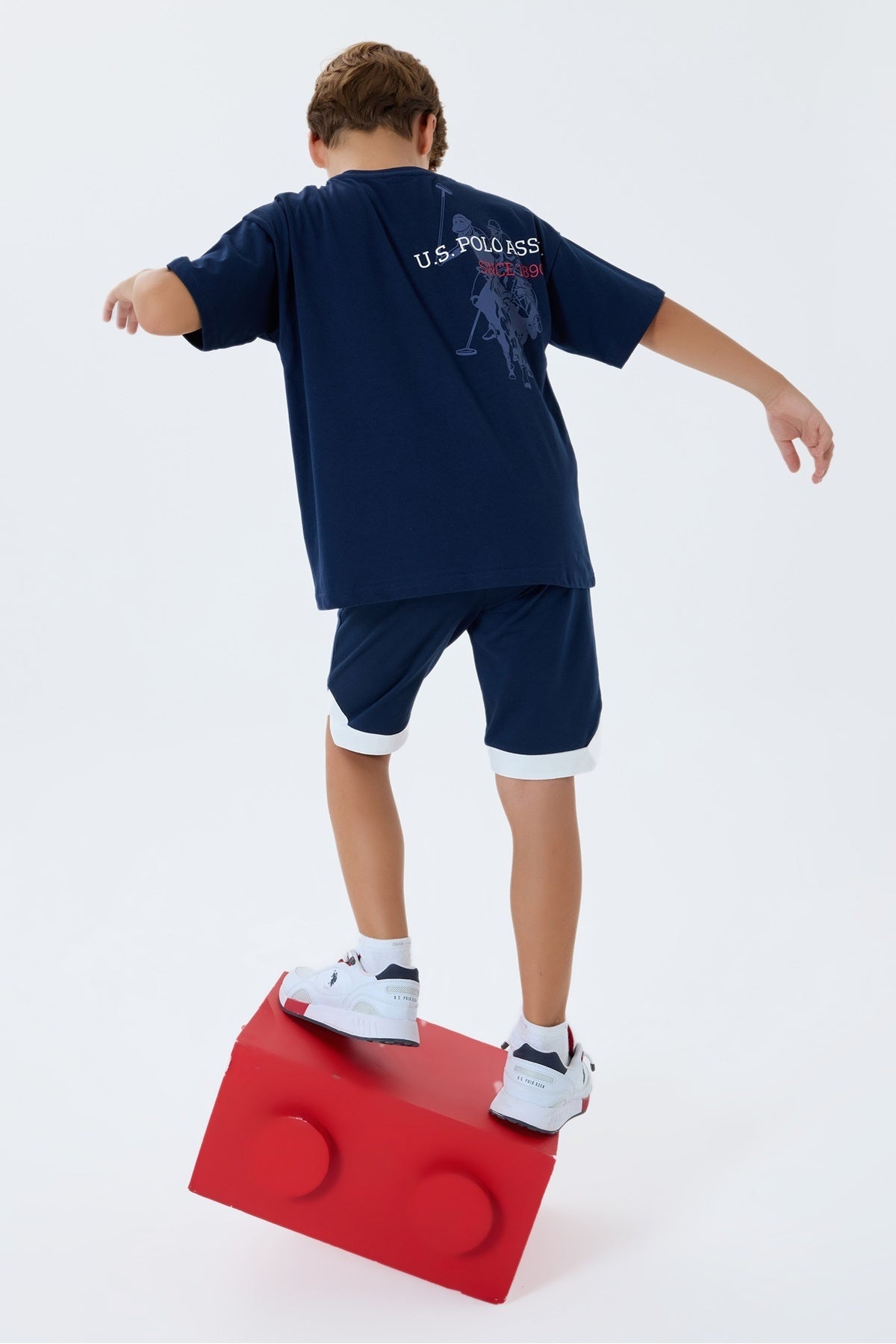 U.S. Polo Assn., Trening scurt cu imprimeu logo pe partea din spate