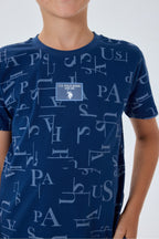 Set doua piese cu tricou si pantaloni scurti, pentru baieti, Albastru indigo
