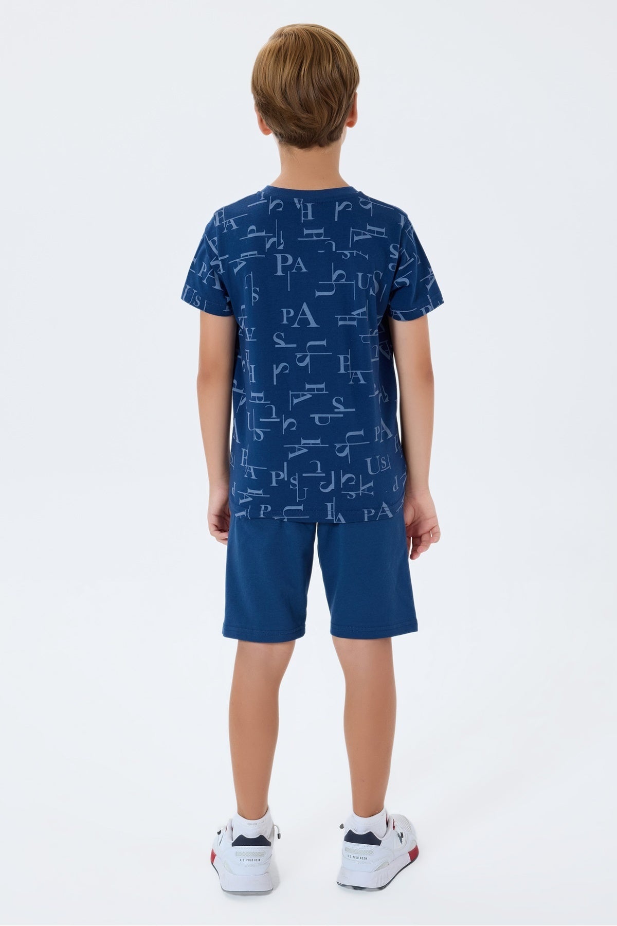 Set doua piese cu tricou si pantaloni scurti, pentru baieti, Albastru indigo