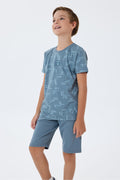 Set doua piese cu tricou si pantaloni scurti, pentru baieti, Gri