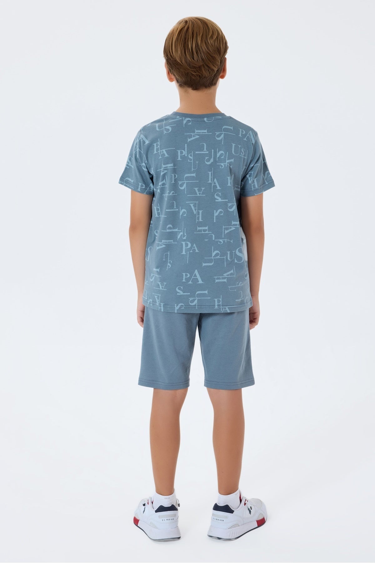Set doua piese cu tricou si pantaloni scurti, pentru baieti, Gri