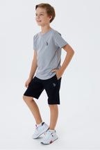 Set doua piese cu tricou si pantaloni scurti, pentru baieti, Gri