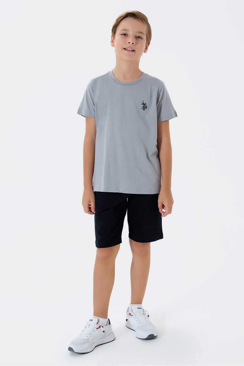 Set doua piese cu tricou si pantaloni scurti, pentru baieti, Gri