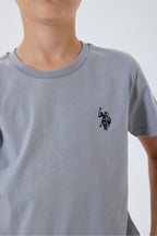 Set doua piese cu tricou si pantaloni scurti, pentru baieti, Gri