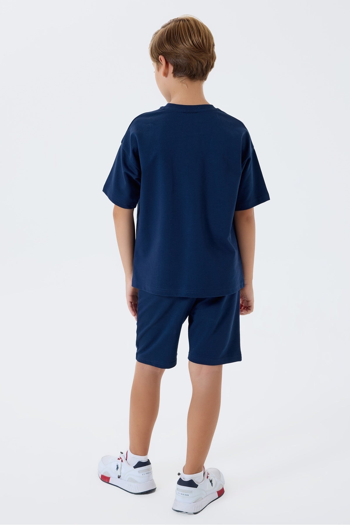 U.S. Polo Assn., Trening scurt din bumbac cu broderie logo discreta