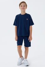 U.S. Polo Assn., Trening scurt din bumbac cu broderie logo discreta