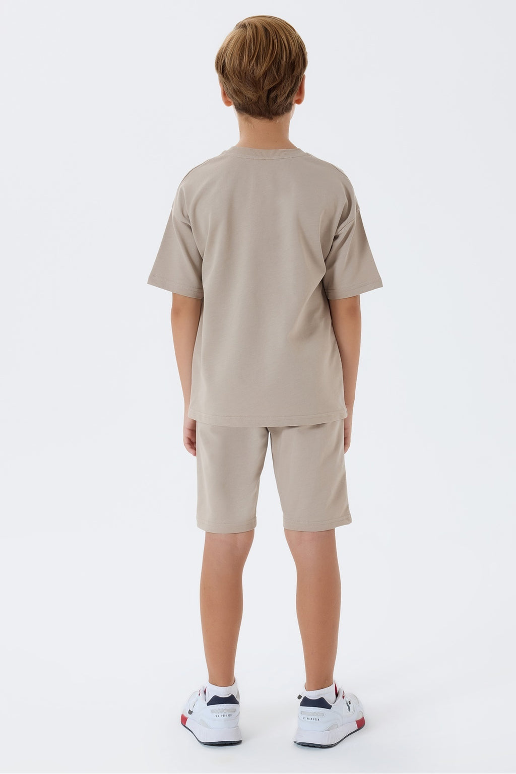 U.S. Polo Assn., Trening scurt din bumbac cu broderie logo discreta