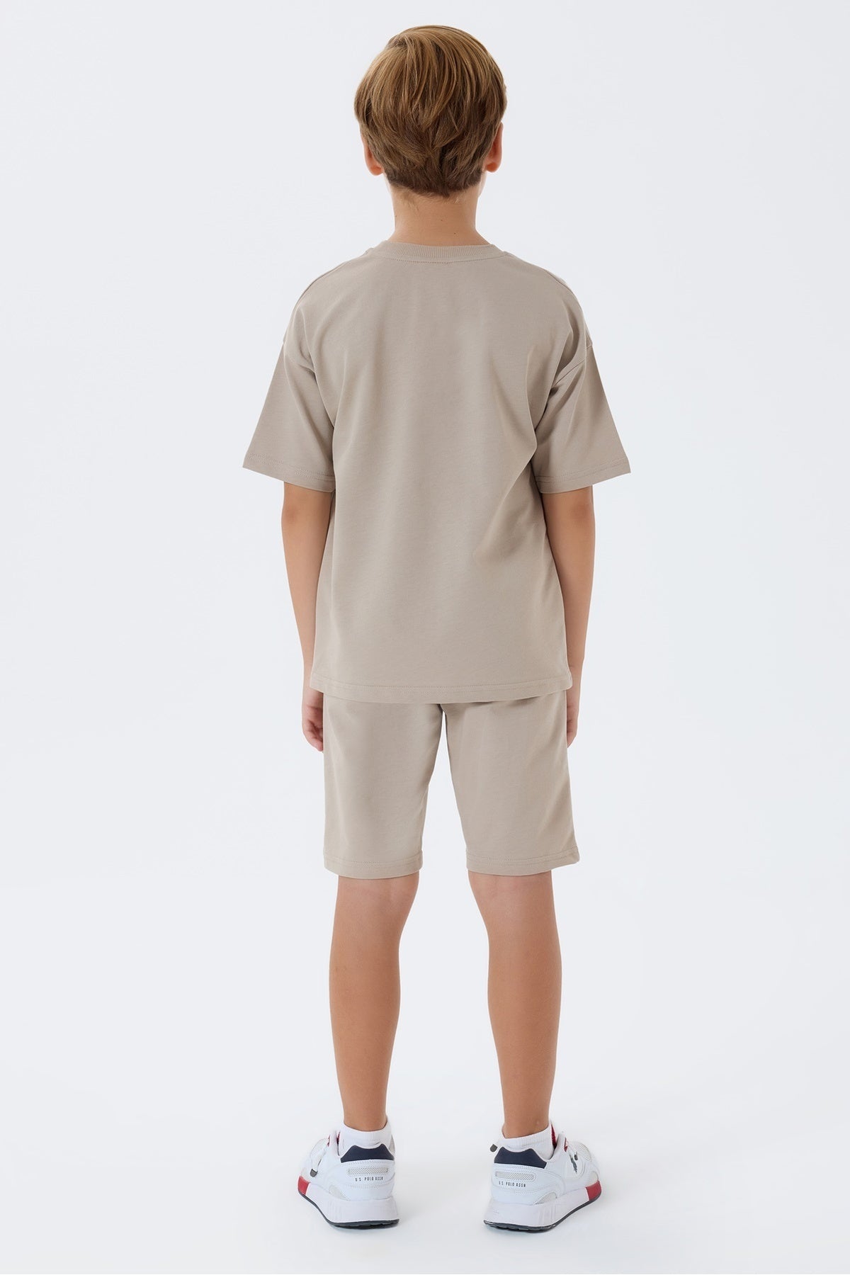 U.S. Polo Assn., Trening scurt din bumbac cu broderie logo discreta
