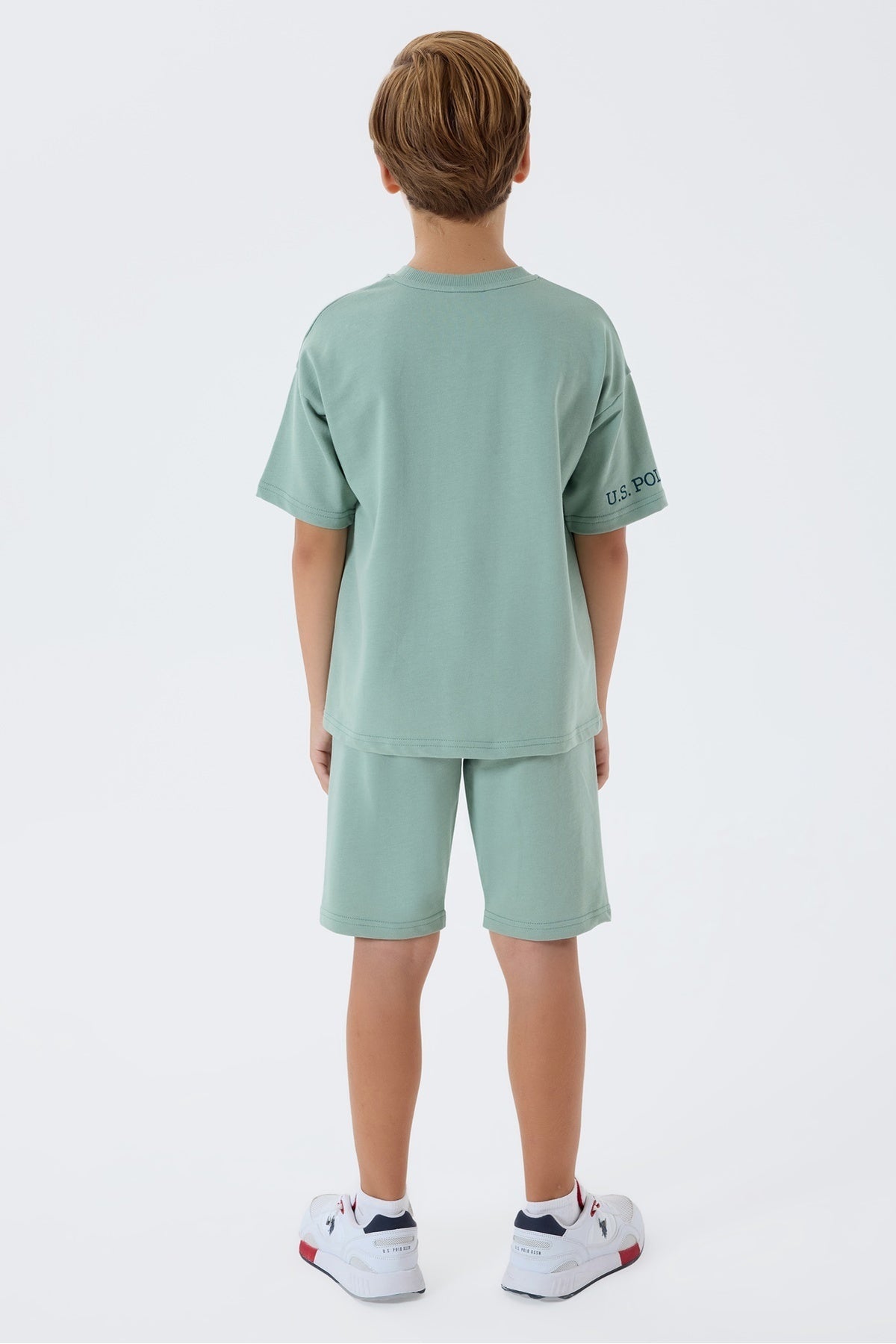 Set doua piese cu tricou si pantaloni scurti, pentru baieti, Verde