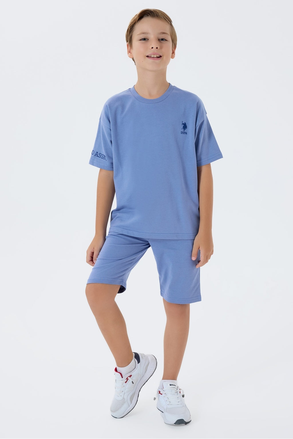 Set doua piese cu tricou si pantaloni scurti, pentru baieti, Gri