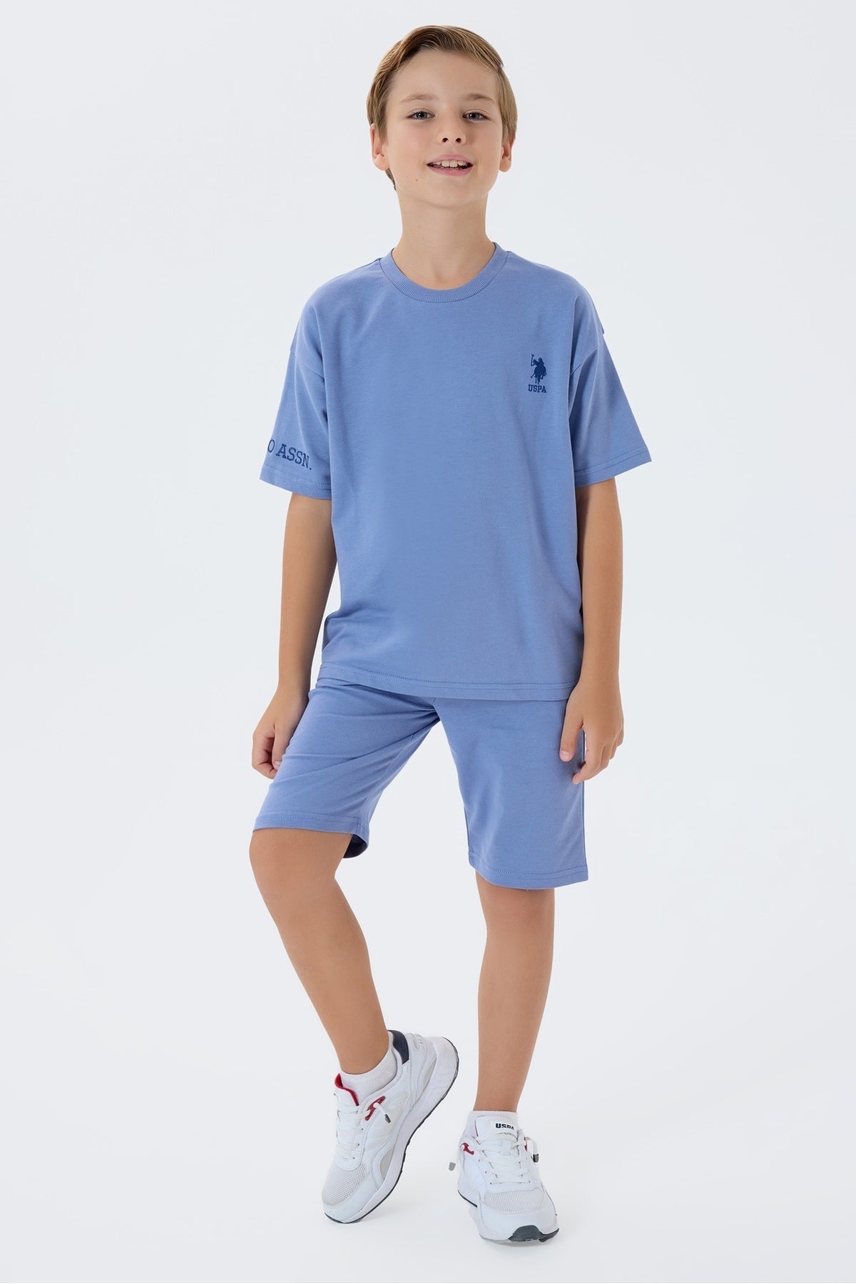 Set doua piese cu tricou si pantaloni scurti, pentru baieti, Gri