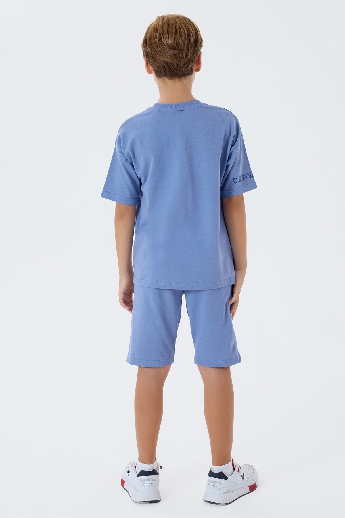 Set doua piese cu tricou si pantaloni scurti, pentru baieti, Gri