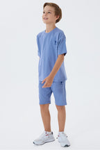 Set doua piese cu tricou si pantaloni scurti, pentru baieti, Gri