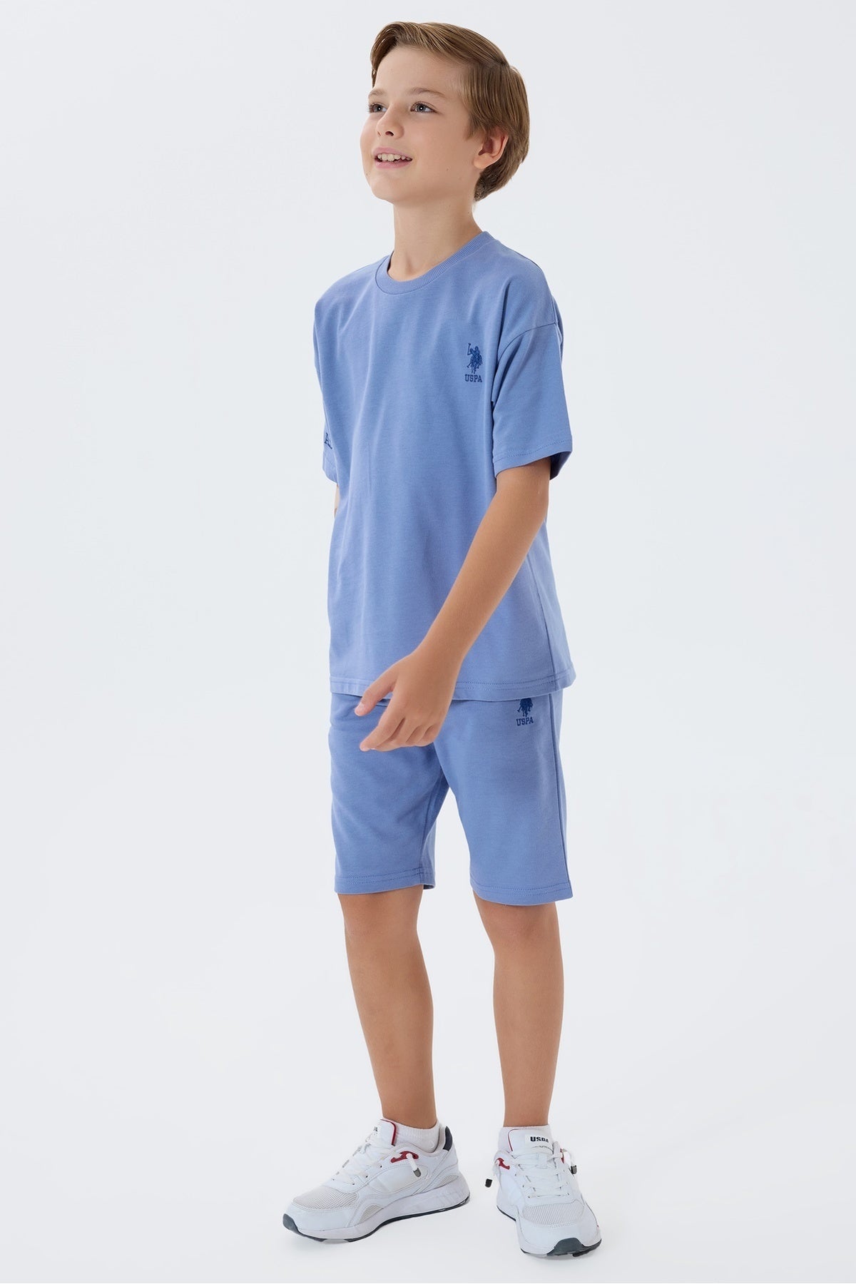 Set doua piese cu tricou si pantaloni scurti, pentru baieti, Gri