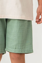 Set doua piese cu tricou si pantaloni scurti, pentru baieti, Bej