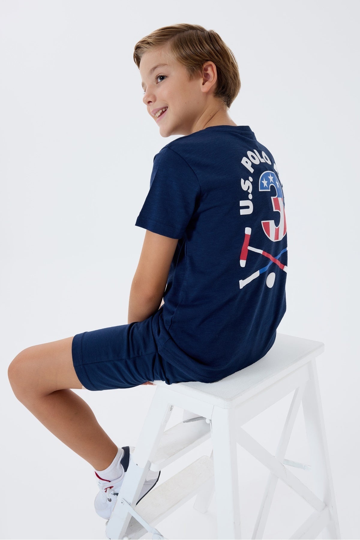 U.S. Polo Assn., Trening scurt cu imprimeu logo pe partea din spate
