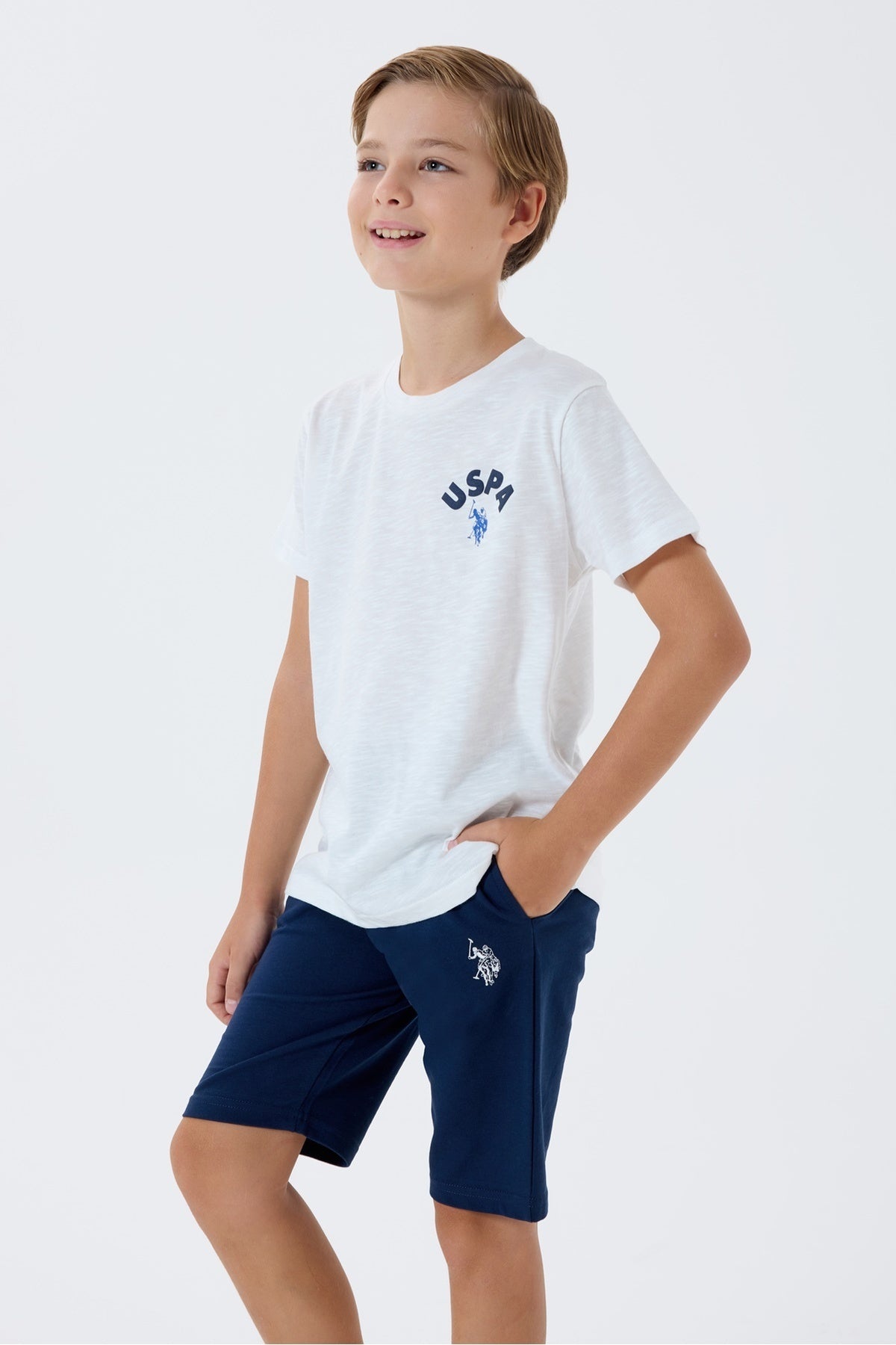 U.S. Polo Assn., Trening scurt cu imprimeu logo pe partea din spate