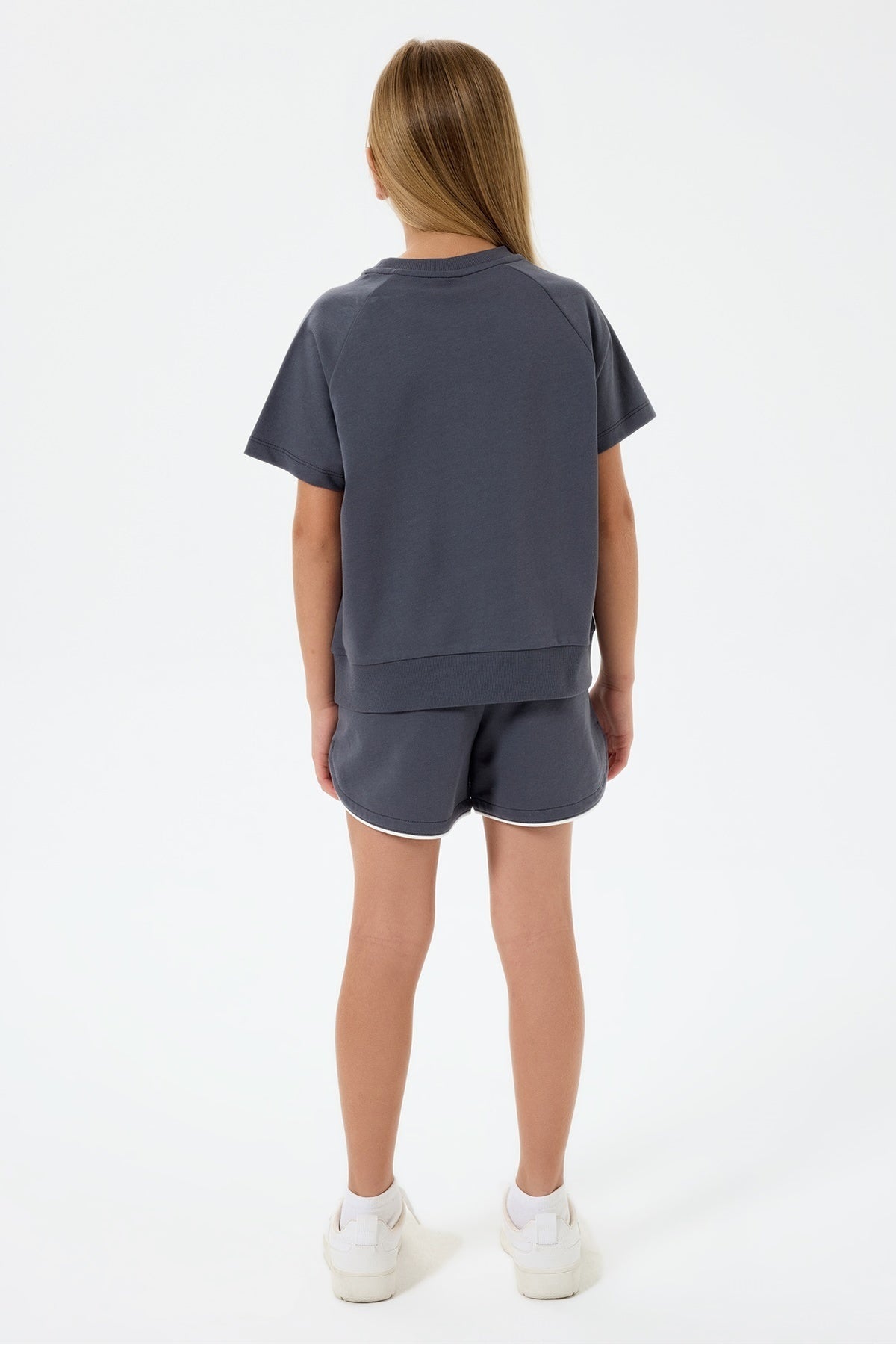 U.S. Polo Assn., Set de tricou cu decolteu la baza gatului si pantaloni scurti - 2 piese