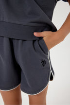 U.S. Polo Assn., Set de tricou cu decolteu la baza gatului si pantaloni scurti - 2 piese