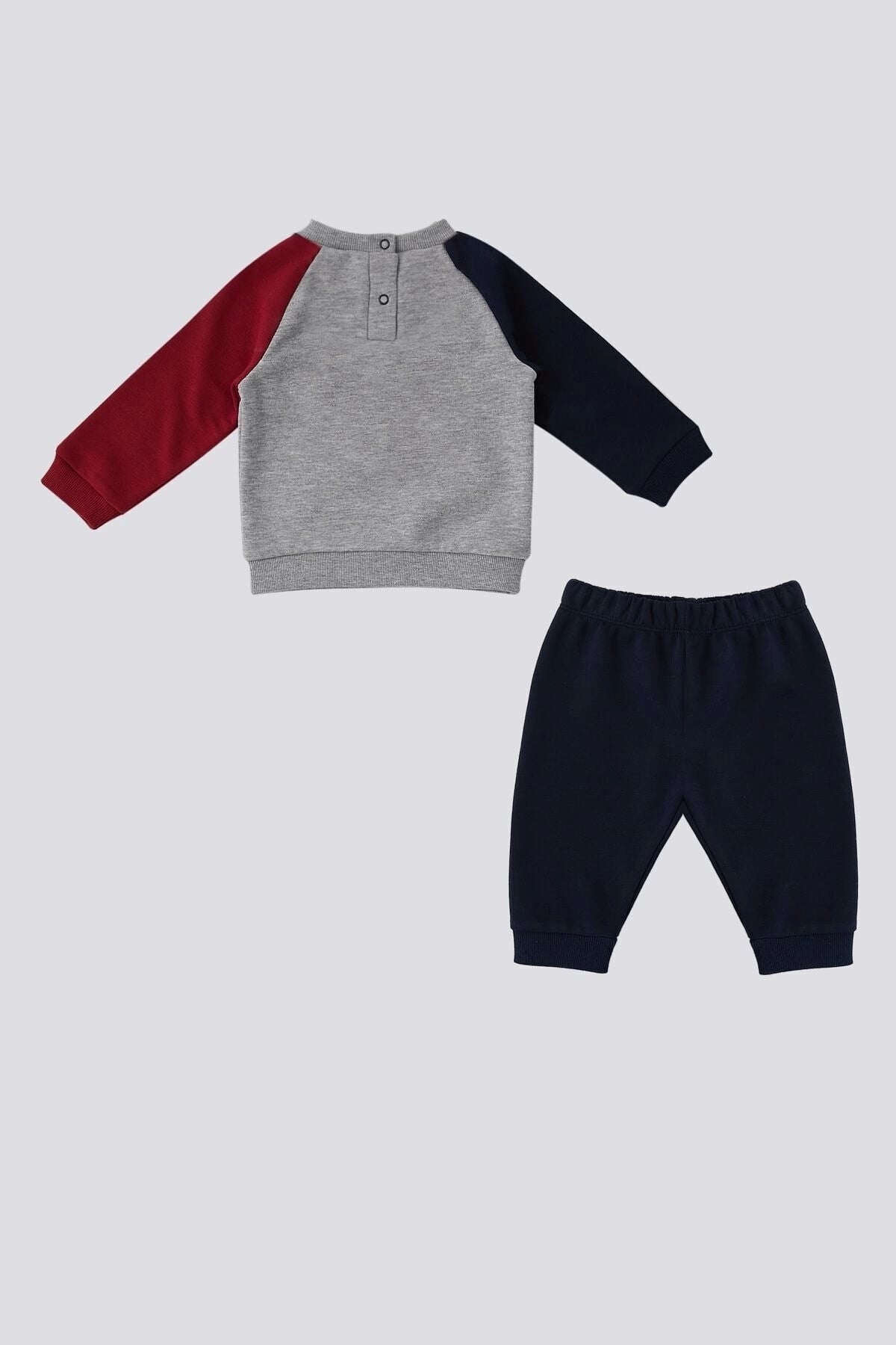 U.S. Polo Assn., Set de bluza de trening si pantaloni de trening, Albastru ultramarin, Rosu inchis, Gri melange, 86-92 CM