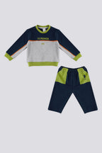 U.S. Polo Assn., Trening cu model colorblock si logo, Albastru ultramarin, Gri melange, 68-74 CM