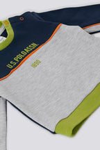 U.S. Polo Assn., Trening cu model colorblock si logo, Albastru ultramarin, Gri melange, 68-74 CM
