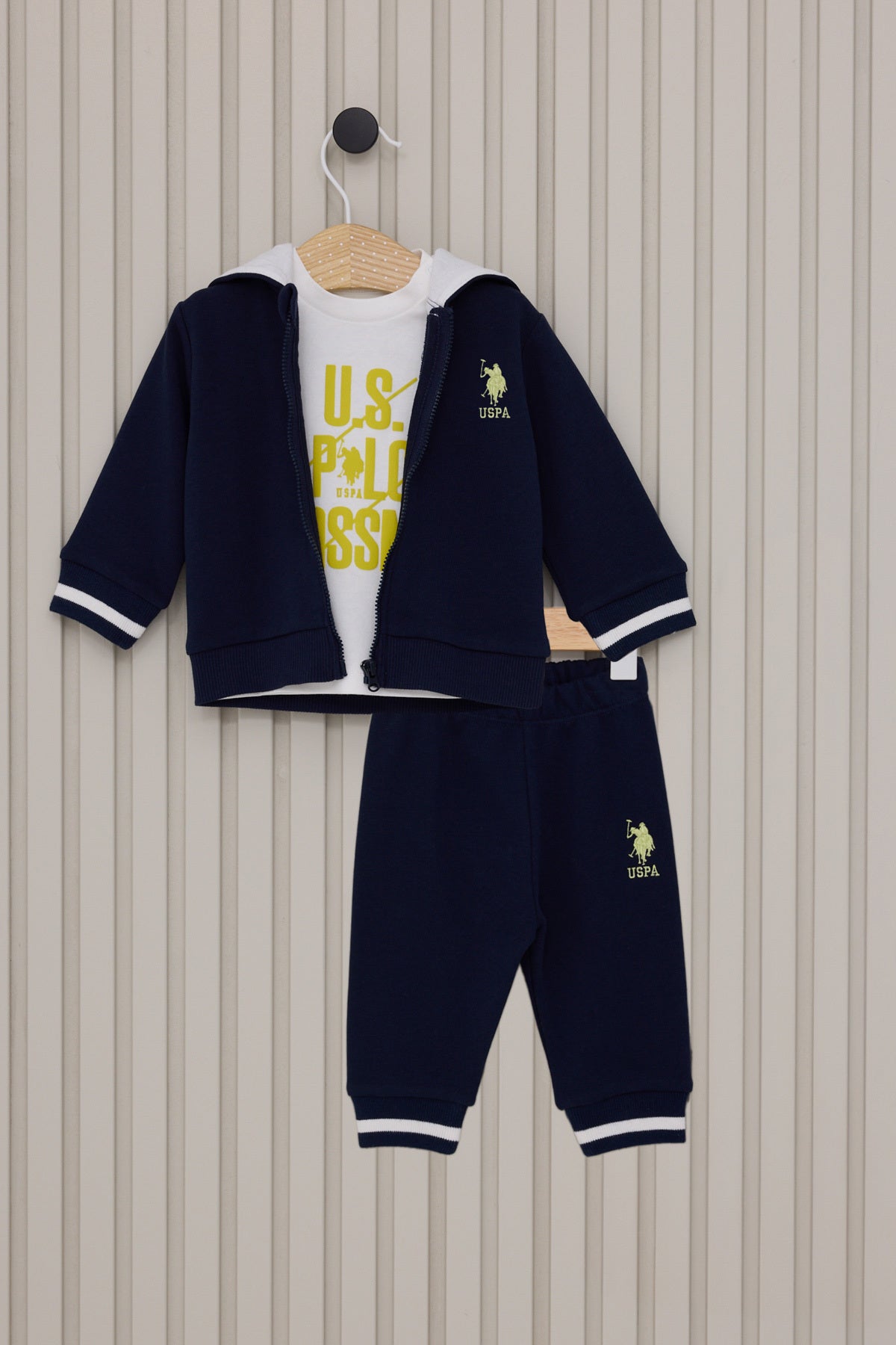 U.S. Polo Assn., Trening cu logo, fermoar si gluga